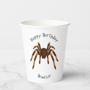 Gobelets En Papier Caricature déplaisante de tarantule brun et orange