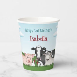 Gobelets En Papier Caricature mignonne Barnyard Farm Animals Annivers