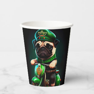 Gobelets En Papier Carlin Chien Conduite Vélo St. Patrick's Day