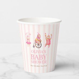 Gobelets En Papier Carnaval de cirque rose mignon Teddy Bear Baby sho