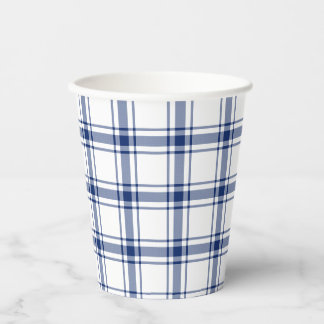 Gobelets En Papier Carreaux marins bleus et blancs