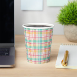 Gobelets En Papier Carreaux Vichy Multicolores