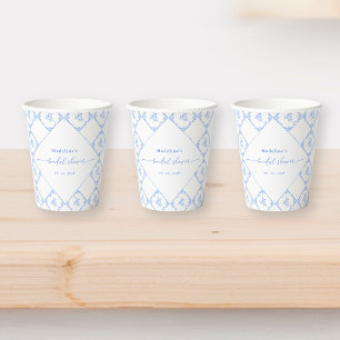 Gobelets En Papier Carrelage Bleu Élégant pour Baby Shower