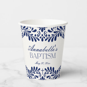 Gobelets En Papier Carrelage Talavera bleu style espagnol Fiesta Bapt