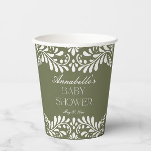 Gobelets En Papier Carrelage Talavera Vert Baby shower Fiesta espagno