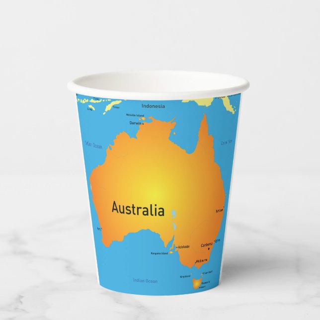Gobelets En Papier Carte De L'Australie (Recto)