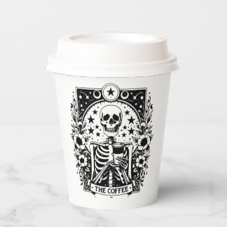 Gobelets En Papier Carte de tarot squelette monochrome "Le café" |