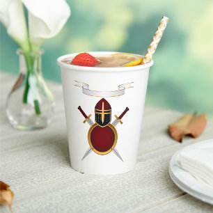 Gobelets En Papier Casque Chevalier Médiéval Crest Bouclier des épées