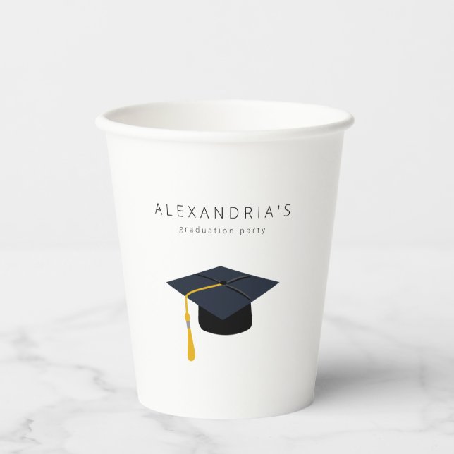 Gobelets En Papier Casquette de diplôme Nom moderne (Recto)