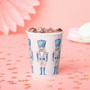 Gobelets En Papier Casse-noix rose et bleu de Noël