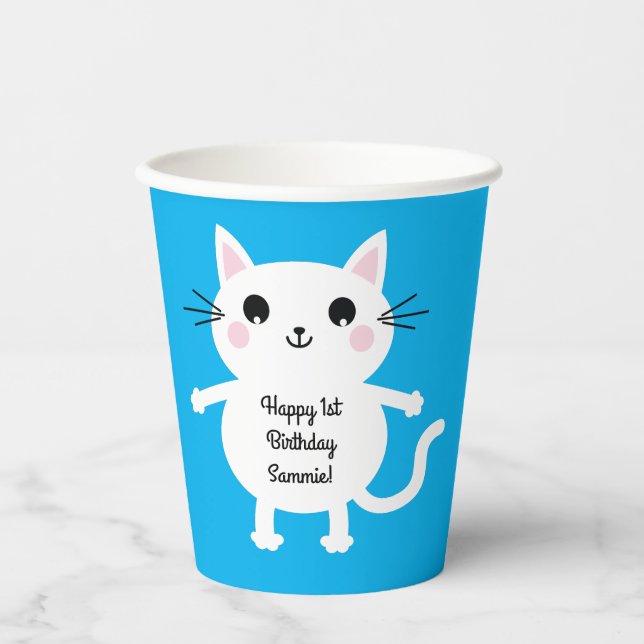 Gobelets En Papier Cat Cute Kitty Fête d'anniversaire de l'enfant (Recto)