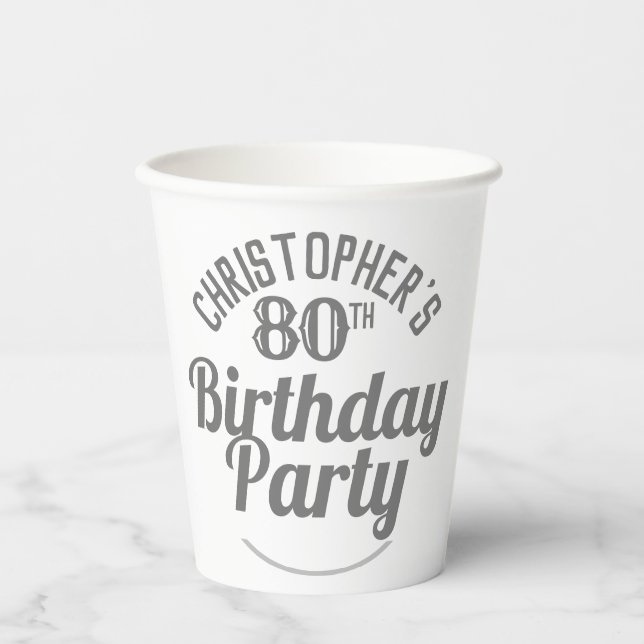 Gobelets En Papier Célébration des tasses de papier 80e anniversaire (Recto)