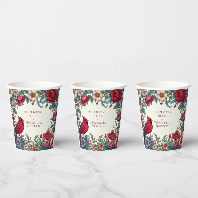 Gobelets En Papier Célébration du cardinal rouge du monument funérair (Multi)