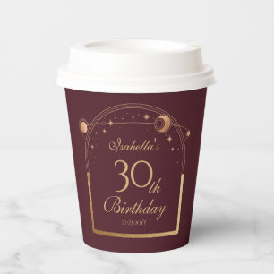 Gobelets En Papier Celestial Red Gold Sun Moon Stars 30e anniversaire