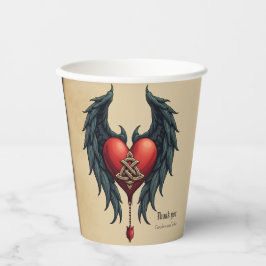 Gobelets En Papier Celtic elegance with a heart and wings.