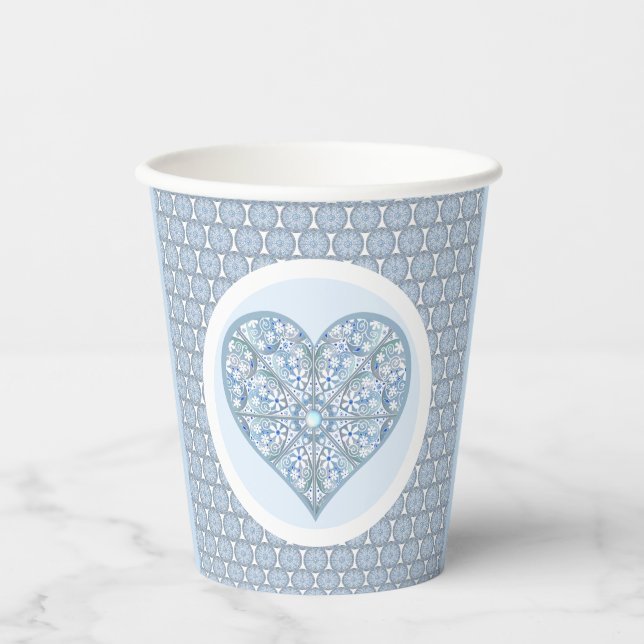 Gobelets En Papier Céramique Lace Bleu clair (Recto)