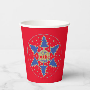 Gobelets En Papier Cercle de Noël des Arbres Bleus