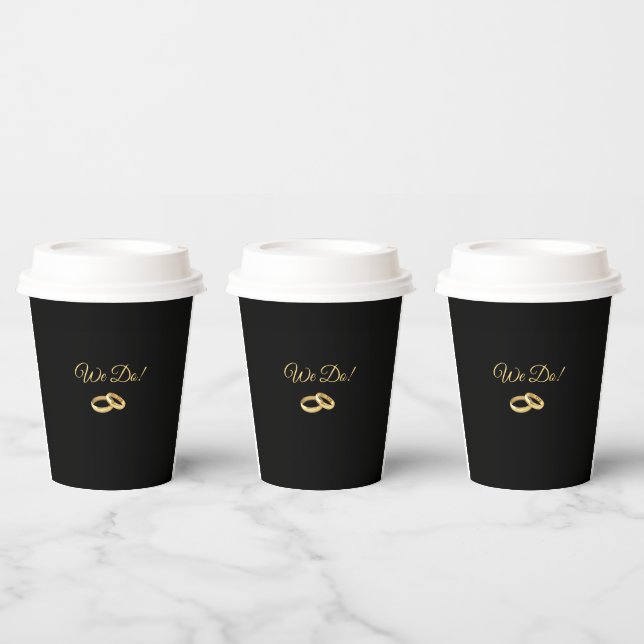 Gobelets En Papier Cercles Mariages Noir et Or- (Multi)