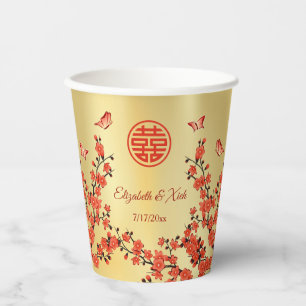 Gobelets En Papier Cérémonie chinoise du thé Mariage cerisier fleurs