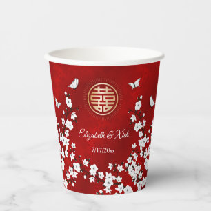 Gobelets En Papier Cérémonie chinoise du thé Mariage cerisier fleurs