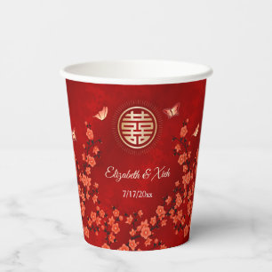 Gobelets En Papier Cérémonie chinoise du thé Mariage cerisier fleurs