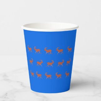 Gobelets En Papier Cerf Brun Marche Motif de Fête Bleu