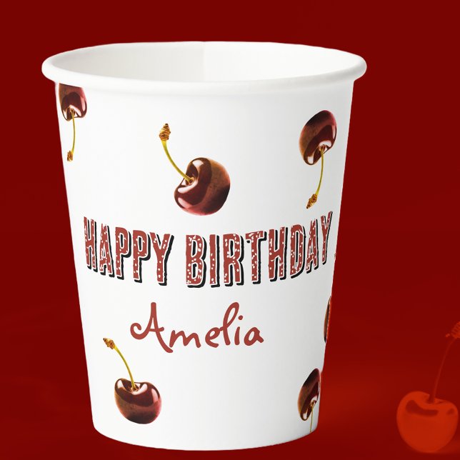 Gobelets En Papier Cerise douce personnalisée (Créateur téléchargé)