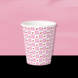 Gobelets En Papier Cerise, Petite Fleur, Coupe en papier blanc rose