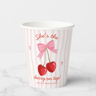 Gobelets En Papier Cerise sur le dessus de la mariée Cute Rose Ruban