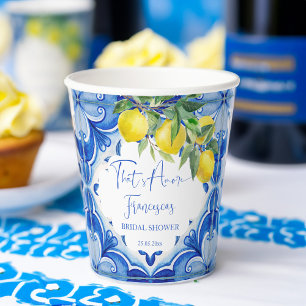 Gobelets En Papier C'est amore Bleu citron italien douche nuptiale