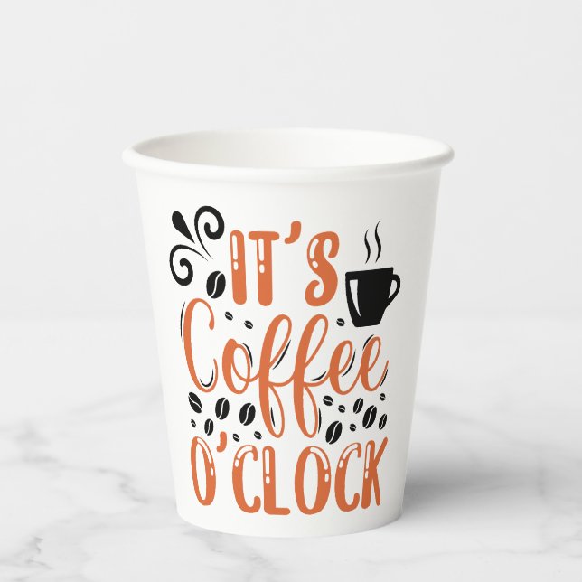 Gobelets En Papier C'est du café O'clock Tasses de papier (Recto)