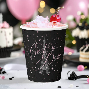 Gobelets En Papier C'est si Bon Parisian Sweet 16 Rose Black ID1162