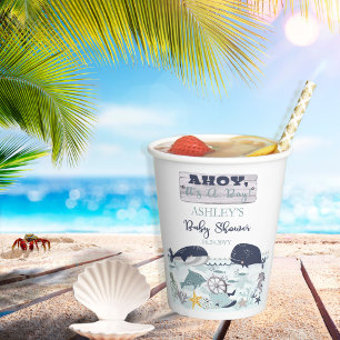 Gobelets En Papier C'est un garçon sous le Baby shower marin