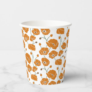 Gobelets En Papier Champ de pavots orange