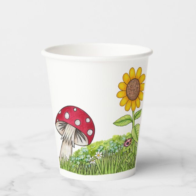 Gobelets En Papier Champignon, Tabouret, Léybug, Tasses à papier tour (Recto)