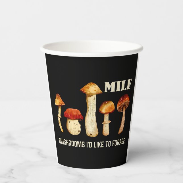 Gobelets En Papier Champignons Milfs J'Aimerais Fourrer, Champignons  (Verso)