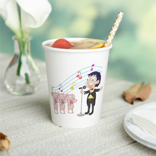 Gobelets En Papier Chant de garçon avec chorale à trois cochons