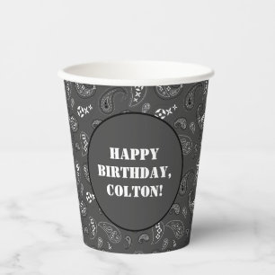 Gobelets En Papier Charcoal Grey Western Bandana Imprimer Anniversair