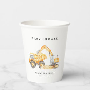 Gobelets En Papier Chariots de construction Baby showers en papier