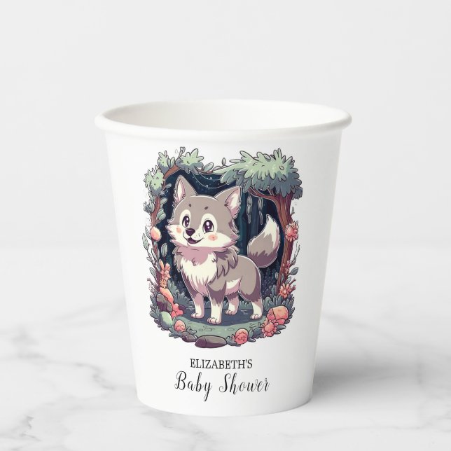 Gobelets En Papier Charming Happy Wolf Baby shower (Recto)