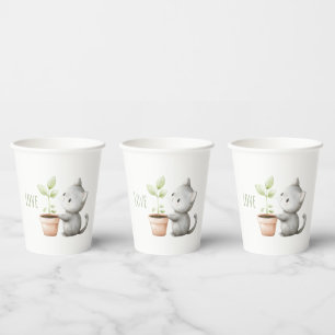 Gobelets En Papier Chat de jardin avec amour des plantes