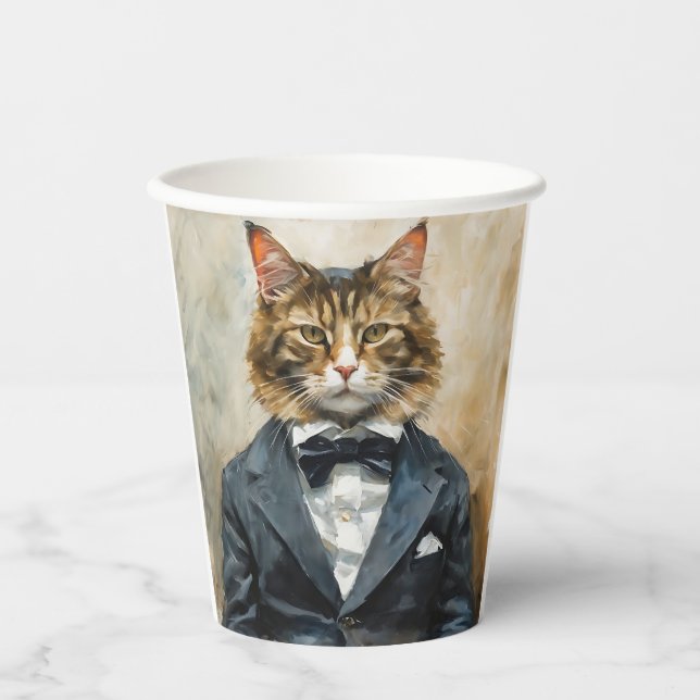 Gobelets En Papier Chat en costume (Recto)