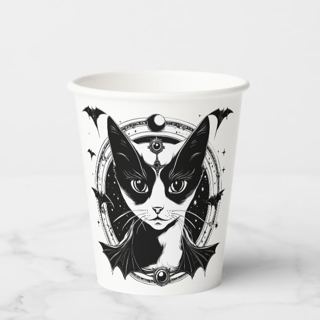 Gobelets En Papier Chat et chauves-souris I (Recto)