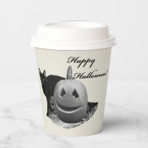 Chat et Citrouille Halloween heureux