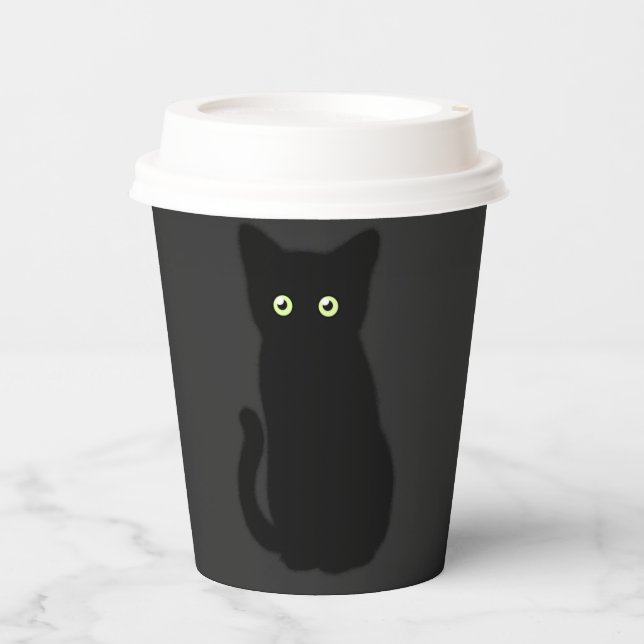 Gobelets En Papier Chat noir, chaton mignon, plaisir spottaculaire (Recto)