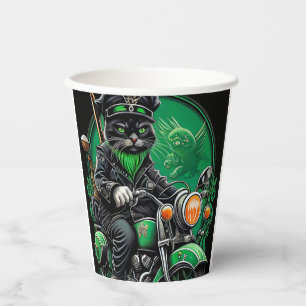 Gobelets En Papier Chat noir conduite vélo St. Patrick's Day