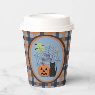Gobelets En Papier Chat noir et Citrouille pas effrayant Halloween