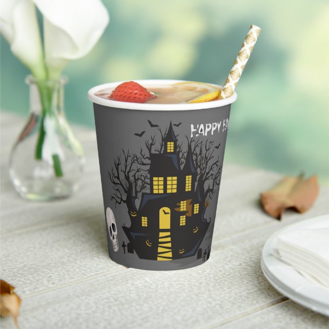 Gobelets En Papier Château de Dracula Halloween Éffrayant (Insitu)