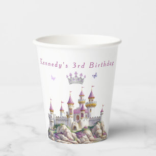 Gobelets En Papier Château de princesse Couronne argentée Pierres ros