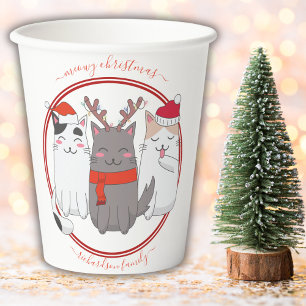 Gobelets En Papier Chats de Noël Meowy